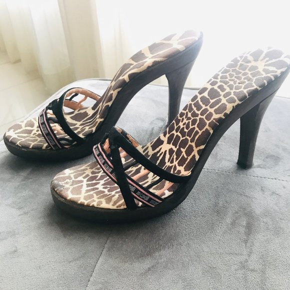 Just Cavalli black wood platform mules / sandals - Picture 2 of 6